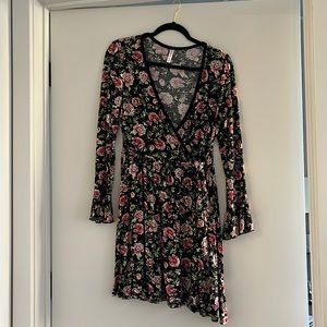 Black Long Sleeve Dress with Flowers